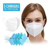 Kit 50 Máscaras Kn95 Proteção 5 Camada Respiratória Pff2 N95 Cor Branca