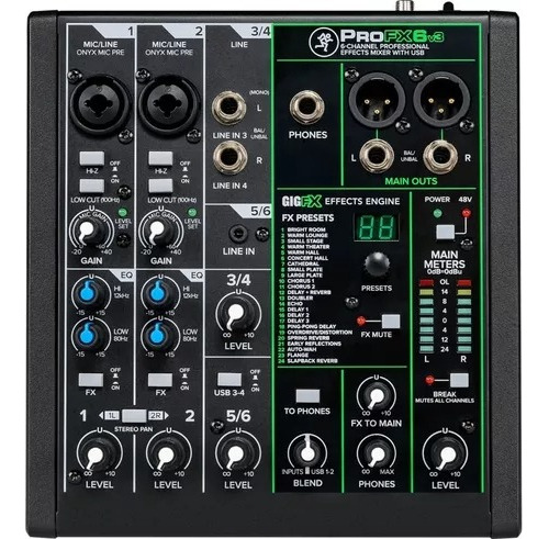 Consola De Sonido Mixer Mackie Profx6v3 6 Canales Usb