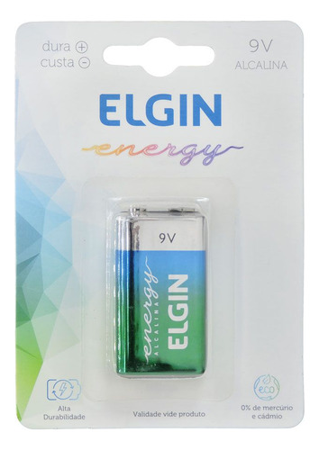 15 Unidades Bateria 9v Alcalina Comum Elgin Energy