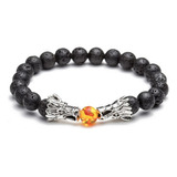 Pulsera Piedra Volcanica Dragon + Estuche