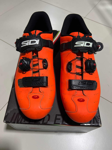 Sapatilha Sidi Road Ergo 5 Matt Carbon Laranja Speed