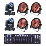 Kit 2 Moving Head Spot 60w + 4 Canhão 54 Leds + Mesa E Cabos