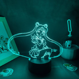 Sailor Moon Anime Figura Tsukino Usagi 3d Led Lámpara Rgb Il