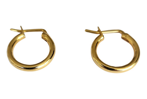 Aros Argollas De Oro 18k, Minimalista Liso 11mm Diámetro