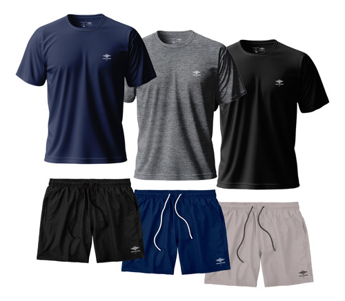 Kit 3 Plus Size Camisetas Dry Fit 3 Shorts Mauricinho Verão