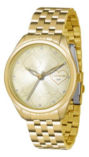 Relógio Lince Feminino Dourado Social Lrg4345l C1kx 