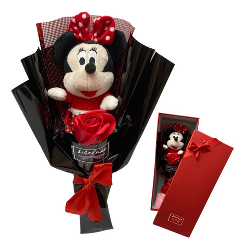 Ramo De Peluche Minnie Mouse+caja De Regalo+rosa De Jabón 