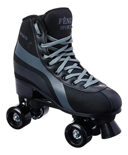 Patins 4 Rodas Tradicional Quad Preto/cinza - Fenix + Brinde