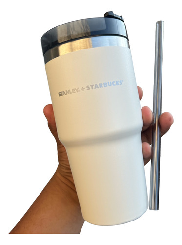 Termo Starbucks Stanley Vaso Acero Inoxidable Blanco Y Negro