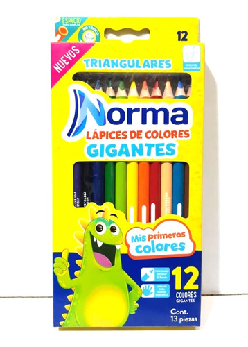 12 Colores Profesional Norma Jumbo Gigantes Triangular