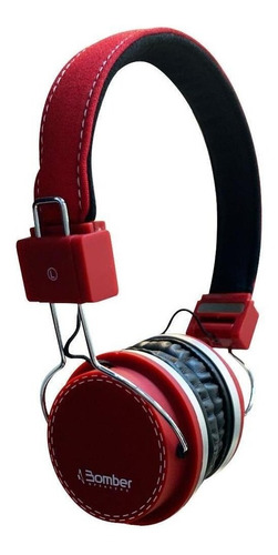 Auriculares Bomber Vincha Nuevo Aux Negro Rojo Hb02