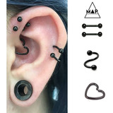  Piercing Combo 4 Aros Twister Mini Barbell Corazon Helix