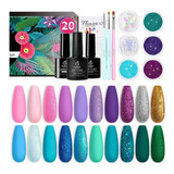 Kit De Esmaltes De Uñas De Gel 20 Colores Con Accesorios