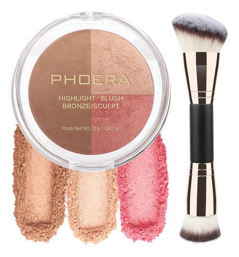 Phoera Paleta De Contorno, Tonos Con Iluminador, Bronceador