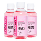 Kit 3 Frascos De Aceite Esencial De Rosas 100% Puro - 125 Ml