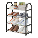 Mueble Organizador 4 Niveles  Zapatero Portátil Color Negro