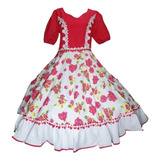 Vestido Mujer Huasa China Cueca Fiestas Patrias Rojo Smlxl