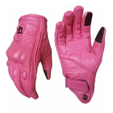 Guantes Para Motociclista De Piel Rosas Protecciones Touch