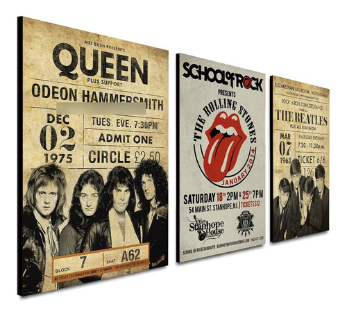 Triptico 60x25 Cms Decorativo Poster Rock Legends