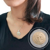 Cadena De Plata 925 Y Dije Medalla San Benito En Oro Plata 
