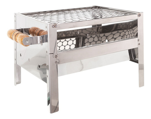 Mini Churrasqueira Inox Modelo 35x25cm C/ Grelha Inox