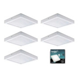 Kit 5 Plafón Panel Led Cuadrado C/base 24w Alta Potencia