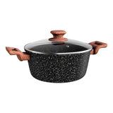 Panela Caçarola Wooden Indução Antiaderente Colorstone 24cm Cor Preto