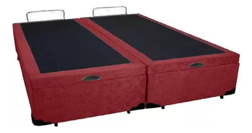 Cama Box Baú Casal Bipartido Blindado Suede Vermelho