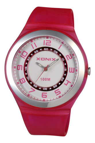 Reloj Xonix Mujer Caucho Fucsia Deporte Numeros 100m Rw-005