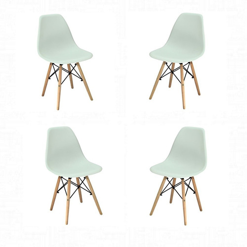 Kit X4 De Silla De Comedor Eames Tradicional Patas De Madera