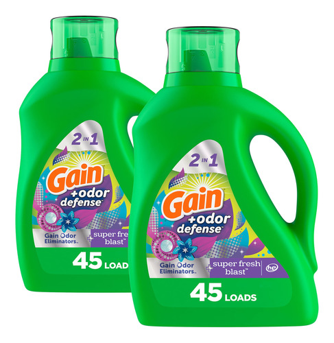 Gain + Odor Defense - Jabon Liquido Detergente Para Ropa, Pa