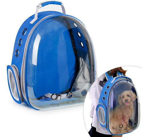 Mochila Bolso De Transporte Para Mascotas Hasta 12 Kg Azul