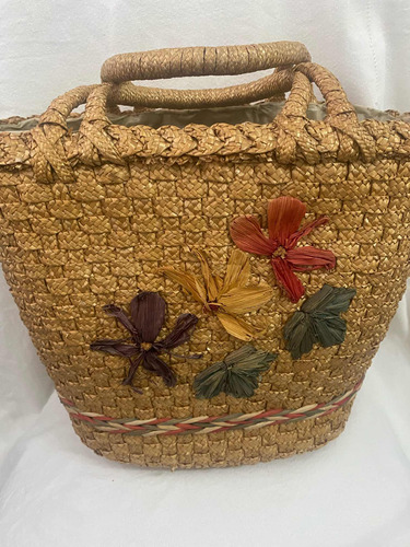 Bolso De Mimbre Vintage Playero