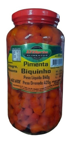 Pimenta Biquinho Em Conserva D'horta 840grs