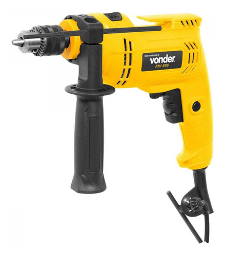 Furadeira De Impacto Vonder 3/8 Fiv 595n 127v + Acessórios 110v Cor Amarelo