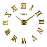 Reloj De Pared 3d  Tamaño Mini 50 X 50 Cm Color Dorado