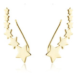 Aretes De Plata 925 Oro 18k Largos Estrellas Unitalla Mujer