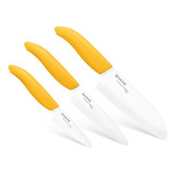 Cuchillos De Ceramica Kyocera Set X 3 - En Stock! Color Amarillo