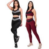 Combo 2 Legging E 2 Top Cropped Com Bojo Roupa De Academia