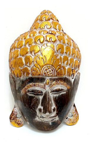Máscara Buda Hindu Em Madeira  De Parede