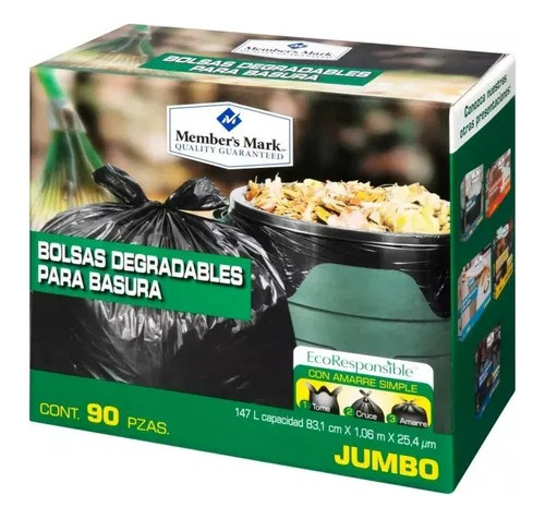 Bolsa Para Basura Member's Mark Jumbo 90 Pzas Biodegradable