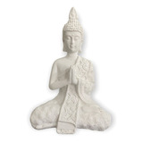 Estátua Buda Híndu Orando Meditando Gesso Cru Sem Pintura