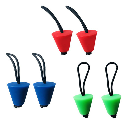 De 6 Tapones De Goma Azul Rojo Para Kayak, Tapones De Tapón