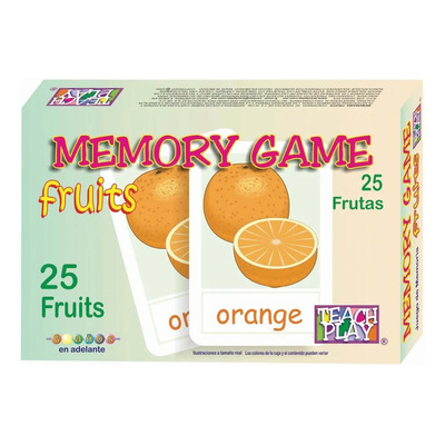 Juego De Memoria Frutas En Inglés Teach Play | 50 Tarjetas Didácticas | Juego Educativo Para Niños | Ideal Para Maestro De Inglés En Clase O En Casa | Memory Game Fruits | MercadoLibre