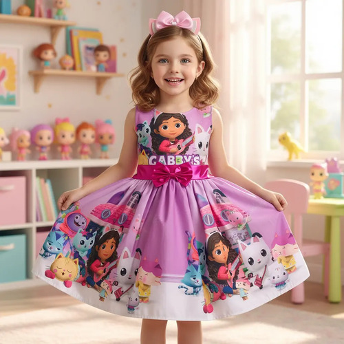 Vestidos Disfraz Bebé Niña Casa De Gaby Gabby Dollhouse Fiesta Cumpleaños Estampado