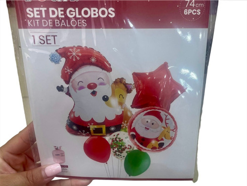 Set De Globos 6 Pcs Navidad Viejito Pascuero Holidays 