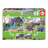 Rompecabezas 2x100pz Dino World