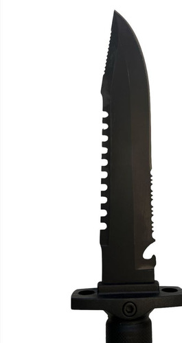 Cuchillo Tactico Monte Militar Negro Rambo Swat Acero Inox