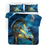 . Juego De Cama Godzilla Con Funda De Almohada (4) 135 X