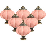 6pcs Pink Pumpkin Knobs Vintage Ceramic Cabinet Knobs Retro 